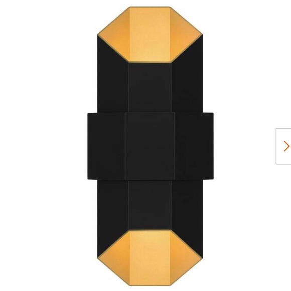 Chasm Integrated LED Matte Black Gold Outdoor Wall Lantern 15' H X 6'' W X 5'' D - Picture 7 of 8